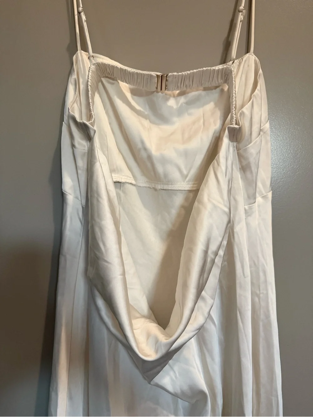 Abercrombie & Fitch Ivory Satin Cowl-Back Satin Maxi Dress